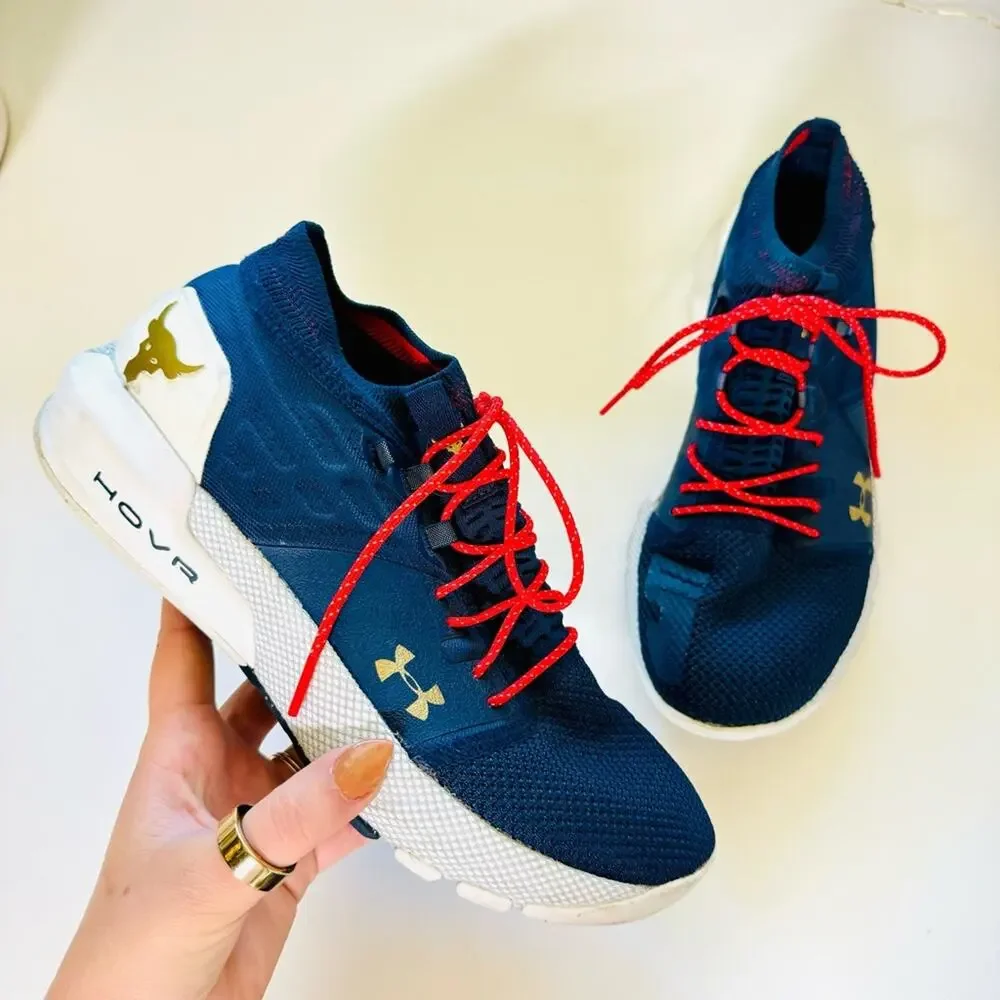UNDER ARMOUR Navy Blue Red White HOVR Veterans Rock Collab Sneakers Shoes 9.5